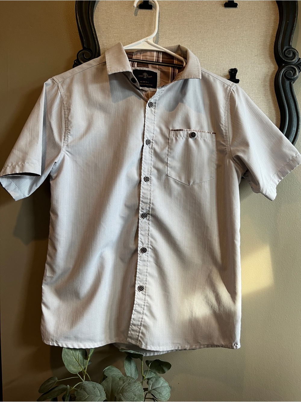 Boys Light Gray Short-Sleeve Button-Down Shirt